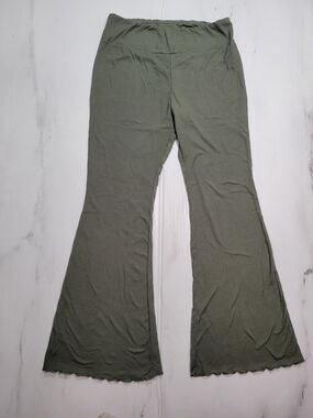 No Boundaries Olive Green Ribbed Knit Flare Pants Womens XL 15-17 Bell Bottoms